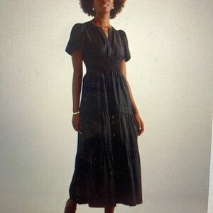 Quince organic cotton poplin tiered maxi dress sz xs